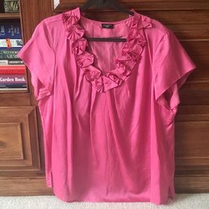 Talbots Pink Ruffled Collar Top